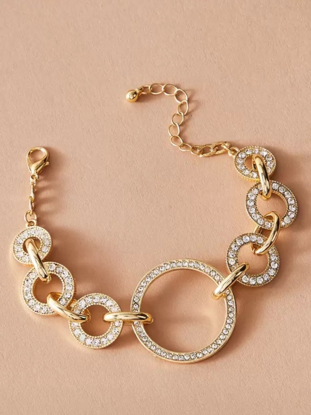 Monte Carlo Pave Link Bracelet | Luxe Gold Crystal Circle Chain